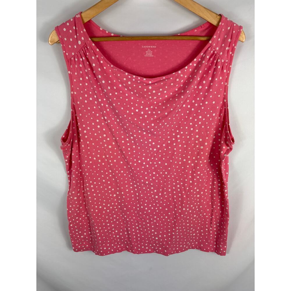 Lands End Pink Polka Dot Tan Size Large